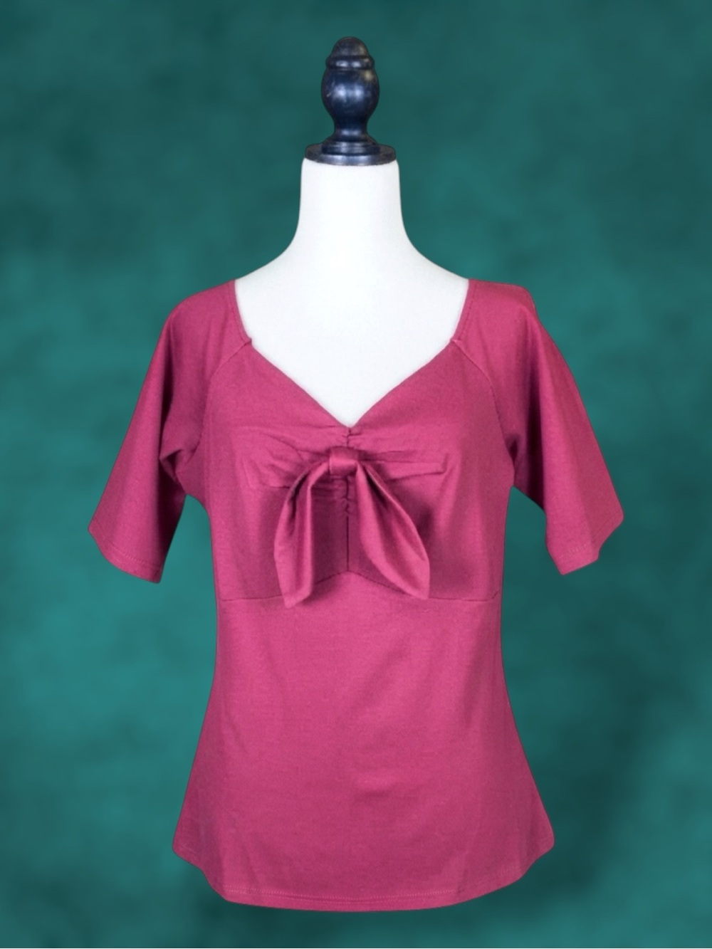 Voodoo Vixen Top Red Blouse Tie Front Bow Classic Retro Pin-Up Rockabilly 12 NWT